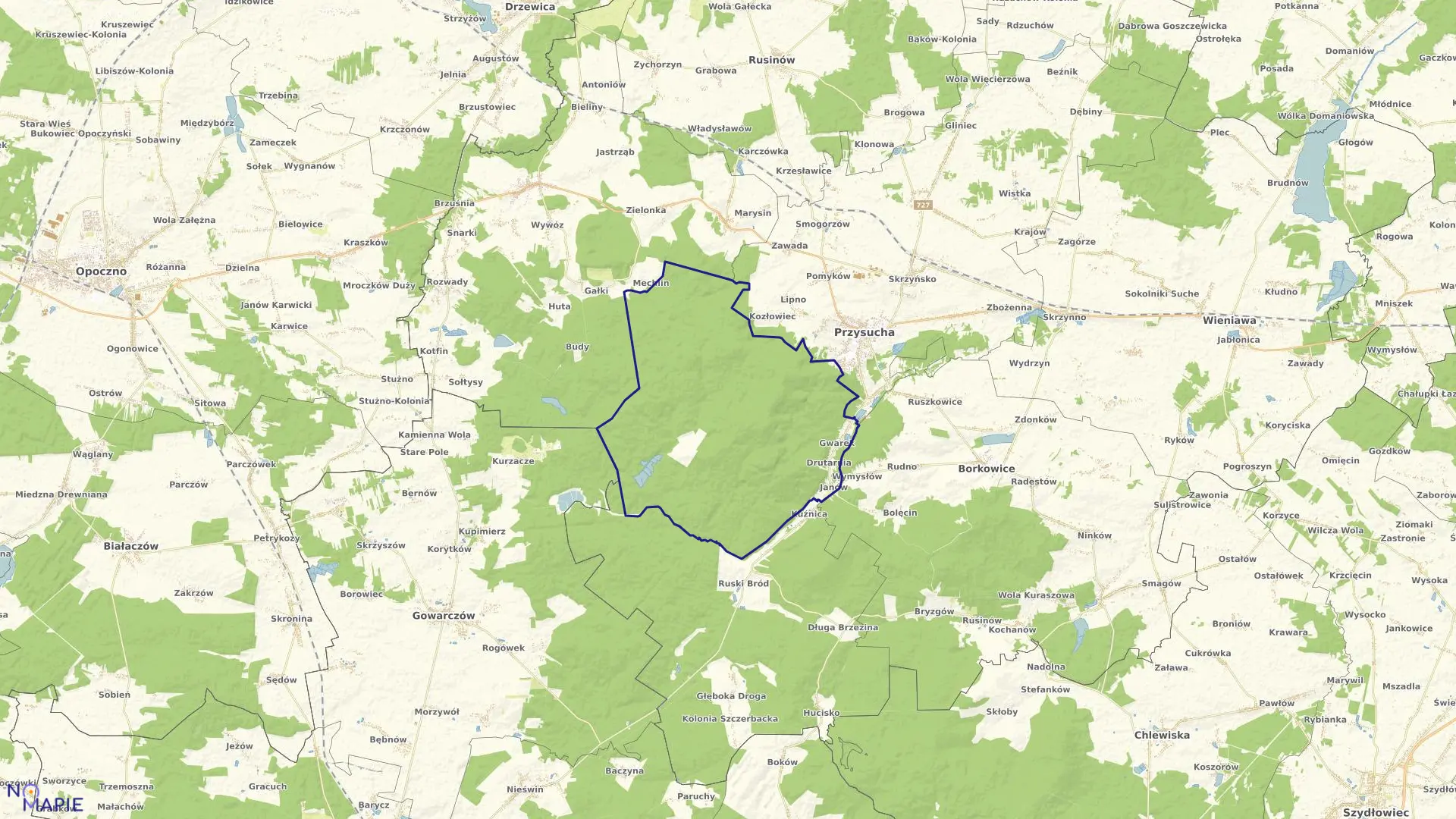 Mapa obrębu JANÓW w gminie Przysucha