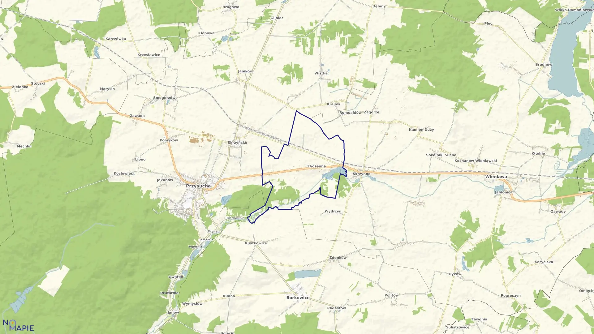 Mapa obrębu ZBOŻENNA w gminie Przysucha